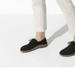 Birkenstock Black Lace-Up Shoes with Cork Sole